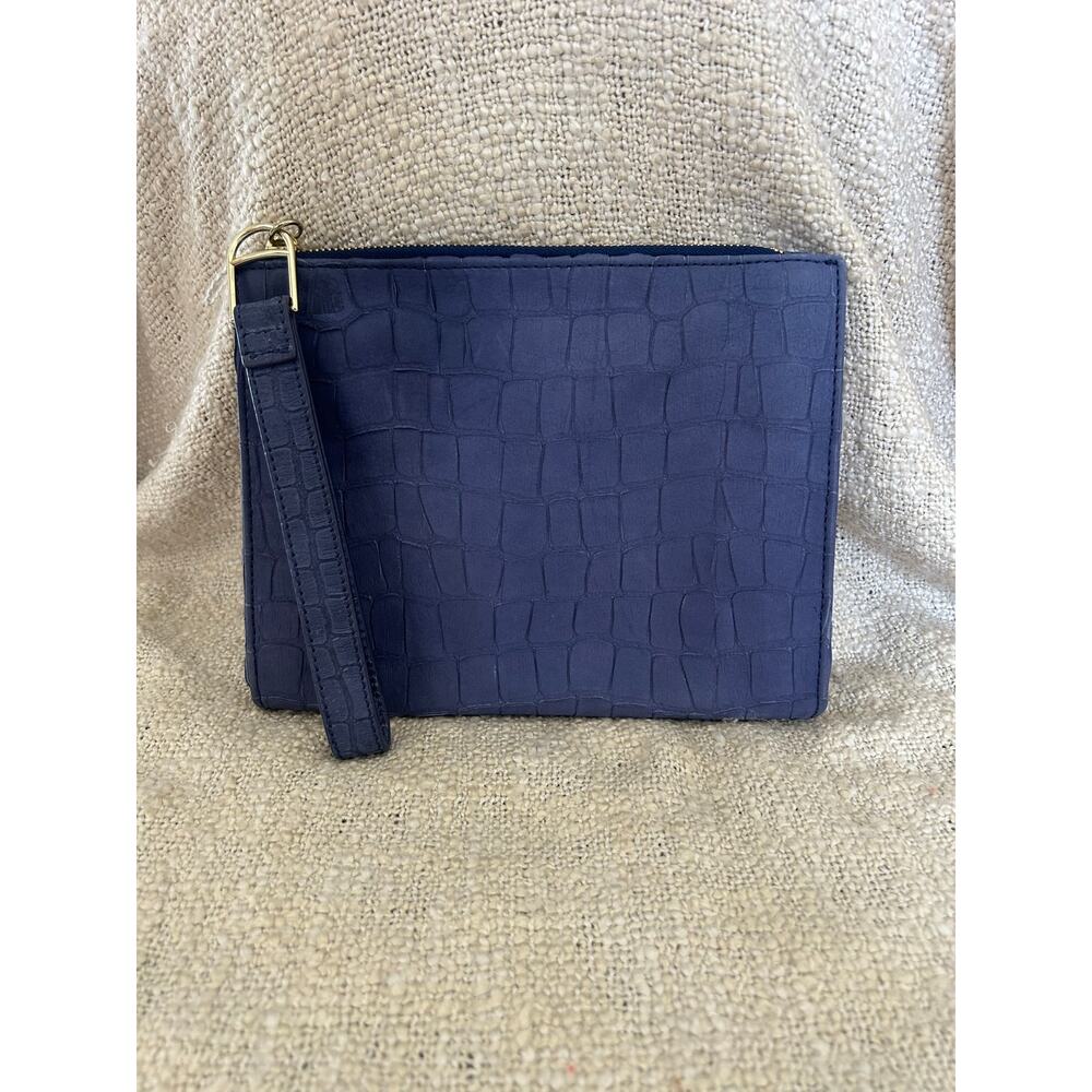 Talbots Blue Crocodile Embossed Clutch Wristlet